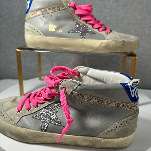 NWOB Golden Goose Sneakers Womens Size 9.5 Mid Star Mixed Leather Glitter  EU 40 - Picture 5 of 16